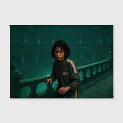 Холст прямоугольный Игра в кальмара - игрок 067 в стойке старта, цвет: 3D-принт — фото 2