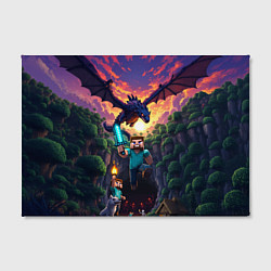 Холст прямоугольный Дракон края и Стив - Майнкрафт арт, цвет: 3D-принт — фото 2