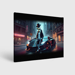 Холст прямоугольный Бендер счастливый владелец Ламборджини, цвет: 3D-принт