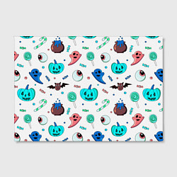 Холст прямоугольный Halloween light blue pumpkin, цвет: 3D-принт — фото 2