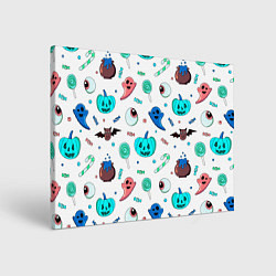 Холст прямоугольный Halloween light blue pumpkin, цвет: 3D-принт