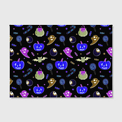 Холст прямоугольный Halloween blue black pumpkin, цвет: 3D-принт — фото 2