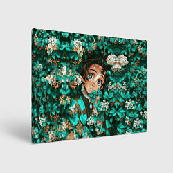 Холст прямоугольный Танджиро Demon slayer в цветах, цвет: 3D-принт