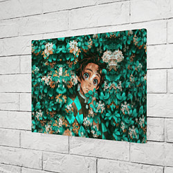 Холст прямоугольный Танджиро Demon slayer в цветах, цвет: 3D-принт — фото 2