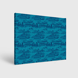 Холст прямоугольный Корюшка пошла по Неве на синем фоне, цвет: 3D-принт