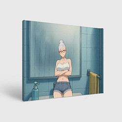 Холст прямоугольный Дандадан бабушка в ванной, цвет: 3D-принт