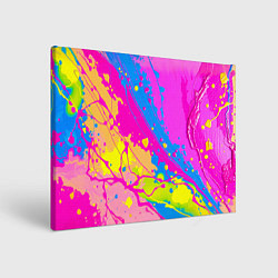 Холст прямоугольный Яркая абстракция из розовых и голубых красок, цвет: 3D-принт