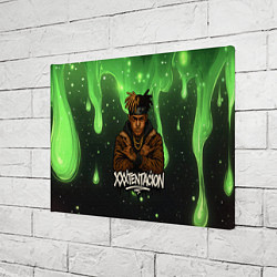 Холст прямоугольный XXXTentacion на фоне зеленой краски, цвет: 3D-принт — фото 2