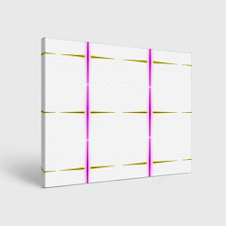 Холст прямоугольный Color white pink yellow stripes, цвет: 3D-принт