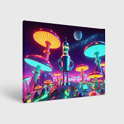 Холст прямоугольный Ночёвка Бендера на планете светящихся гигантских г, цвет: 3D-принт