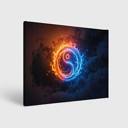 Холст прямоугольный Инь ян огонь и лёд, цвет: 3D-принт