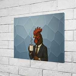 Холст прямоугольный Петух бизнесмен с кофе, цвет: 3D-принт — фото 2