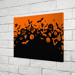 Холст прямоугольный Хэллоуин тыквы и призраки, цвет: 3D-принт — фото 2