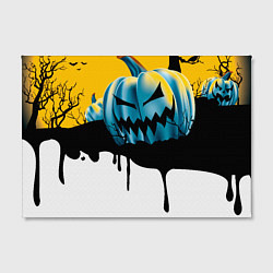 Холст прямоугольный Хэллоуин и пугающие тыквы, цвет: 3D-принт — фото 2