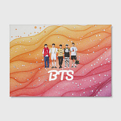 Холст прямоугольный BTS желто-розовый блестящий фон, цвет: 3D-принт — фото 2