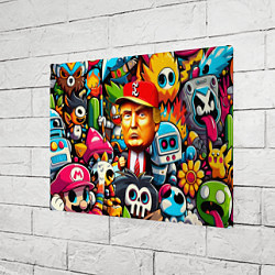 Холст прямоугольный Дональд Трамп в компании мультяшных персонажей, цвет: 3D-принт — фото 2