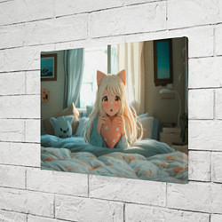 Холст прямоугольный Аниме девушка в кровати с сердцем, цвет: 3D-принт — фото 2