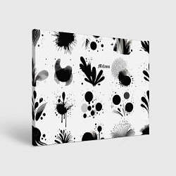 Холст прямоугольный Растительный паттерн и кляксы - Милан, цвет: 3D-принт