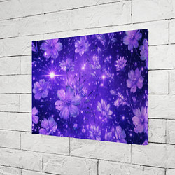 Холст прямоугольный Цветочный индиго с искрами, цвет: 3D-принт — фото 2