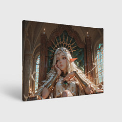 Холст прямоугольный Беловолосая королева эльфов на троне, цвет: 3D-принт