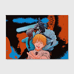 Холст прямоугольный Дэндзи и Макима из Человек бензопила, цвет: 3D-принт — фото 2