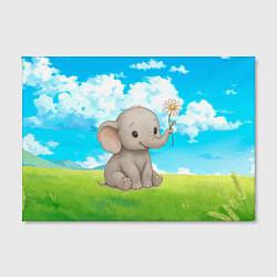 Холст прямоугольный Слоненок с цветочком, цвет: 3D-принт — фото 2