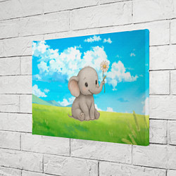 Холст прямоугольный Слоненок с цветочком, цвет: 3D-принт — фото 2