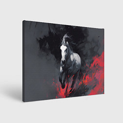 Холст прямоугольный Белая лошадь на фоне мазков краски, цвет: 3D-принт
