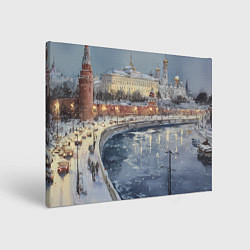 Холст прямоугольный Новогодние праздники в Москве, цвет: 3D-принт