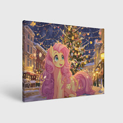 Холст прямоугольный Милая пони и новый год, цвет: 3D-принт