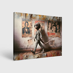 Холст прямоугольный Пришелец в костюме в полосочку, цвет: 3D-принт