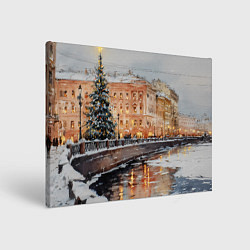 Холст прямоугольный Новогодняя елка в Питере, цвет: 3D-принт