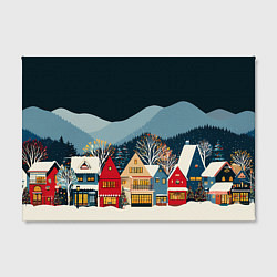 Холст прямоугольный Новогодний городок в горах, цвет: 3D-принт — фото 2