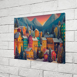 Холст прямоугольный Новогодний город в горах, цвет: 3D-принт — фото 2