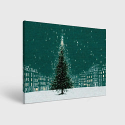 Холст прямоугольный Новый год в зеленом стиле, цвет: 3D-принт