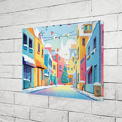 Холст прямоугольный Разноцветный новогодний дворик, цвет: 3D-принт — фото 2