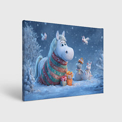 Картина прямоугольная Новогодняя лошадь с подарками