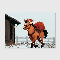 Холст прямоугольный Лошадка везет новогодние подарки, цвет: 3D-принт — фото 2