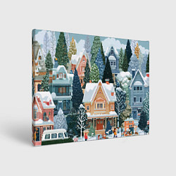 Холст прямоугольный Новогодний елочный двор, цвет: 3D-принт