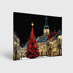 Холст прямоугольный Красная новогодняя елка, цвет: 3D-принт