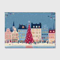 Холст прямоугольный Новогоднее гуляние у красной елки, цвет: 3D-принт — фото 2