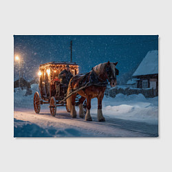 Холст прямоугольный Новогодняя лошадка с повозкой, цвет: 3D-принт — фото 2