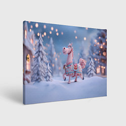 Холст прямоугольный Новогодняя милая лошадка, цвет: 3D-принт