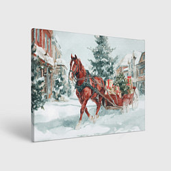 Холст прямоугольный Новогодняя лошадка 2026, цвет: 3D-принт