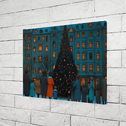 Холст прямоугольный Люди встречают новый год во дворе, цвет: 3D-принт — фото 2