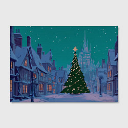 Холст прямоугольный Зеленая новогодняя елка во вдоре, цвет: 3D-принт — фото 2