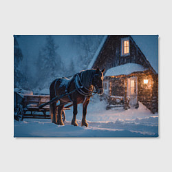 Холст прямоугольный Лошадь у избы, цвет: 3D-принт — фото 2
