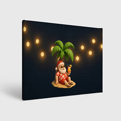 Холст прямоугольный Санта чиллит под пальмой, цвет: 3D-принт