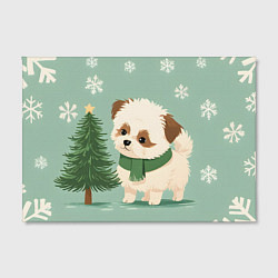 Холст прямоугольный Новогодний песик с елочкой, цвет: 3D-принт — фото 2