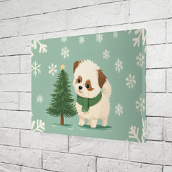 Холст прямоугольный Новогодний песик с елочкой, цвет: 3D-принт — фото 2